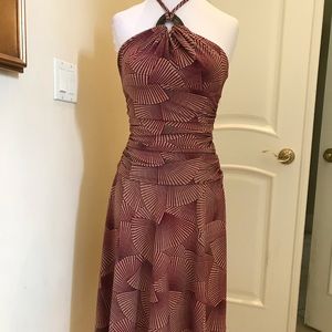 BCBG  wine /tan knit halter dress